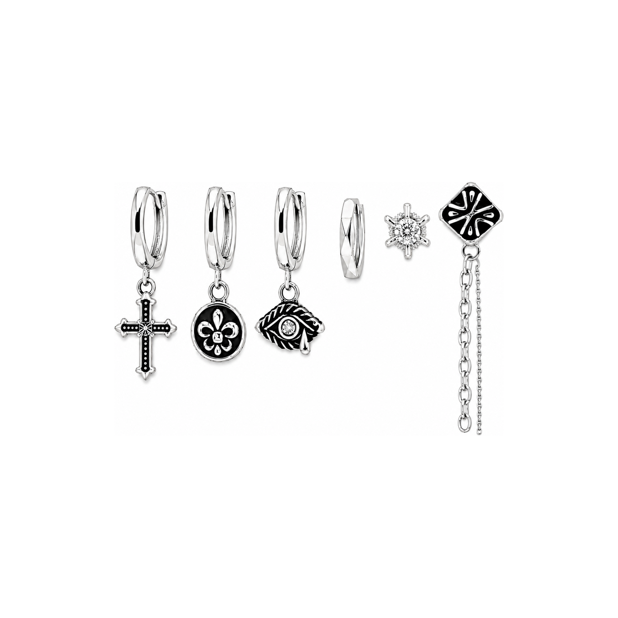 Black Charm Earring Set