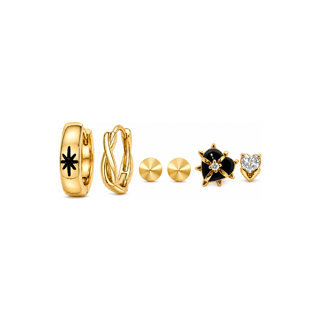 Gold Star and Heart Earring Set