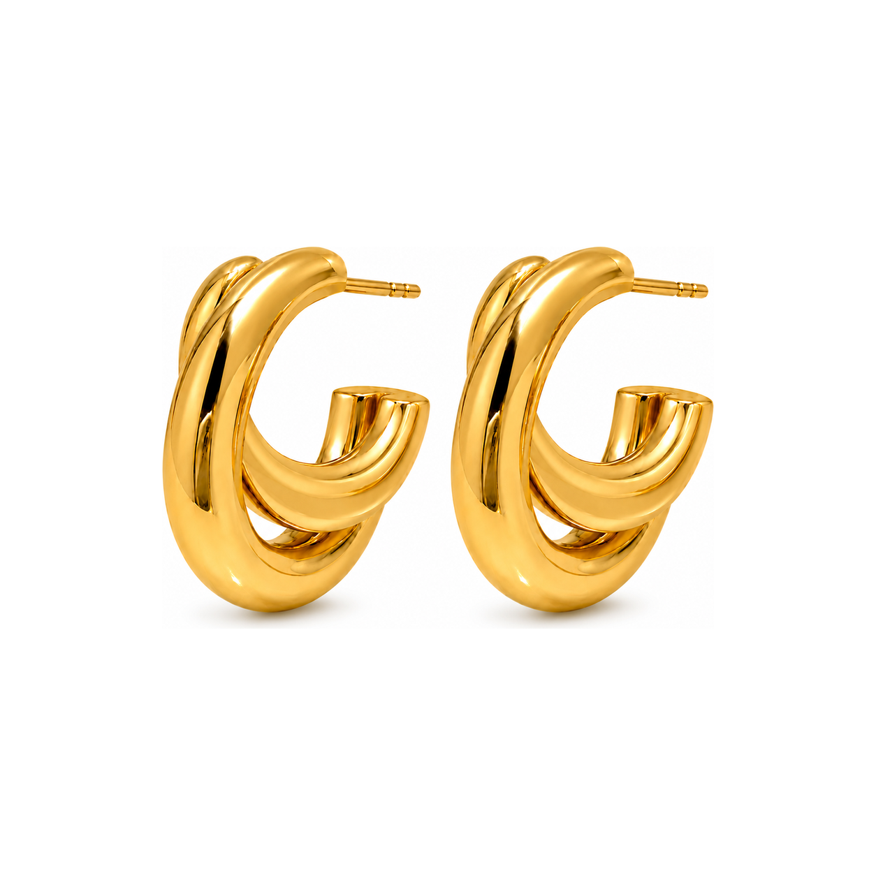 Triple Hoop Earrings in gold