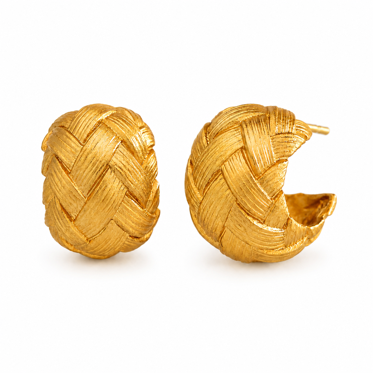 Textured Hoop Earrings in gold