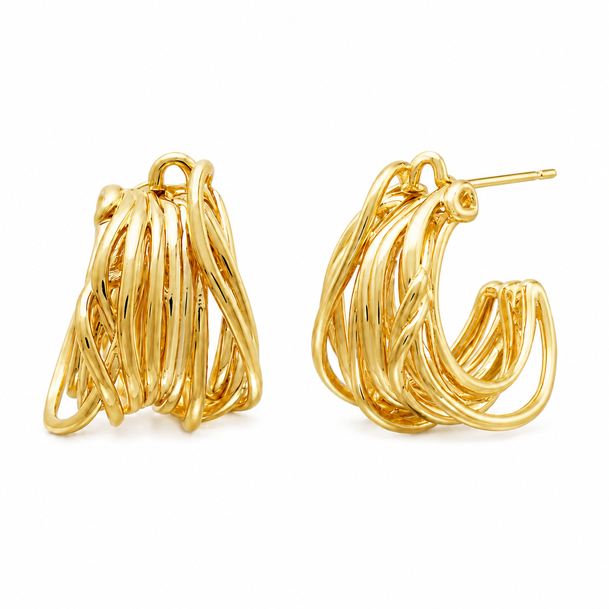 Twisted Hoop Earrings in gold