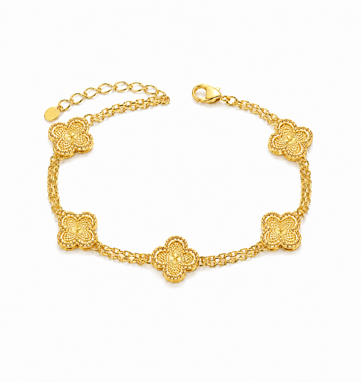 Gold Floral Station Bracelet