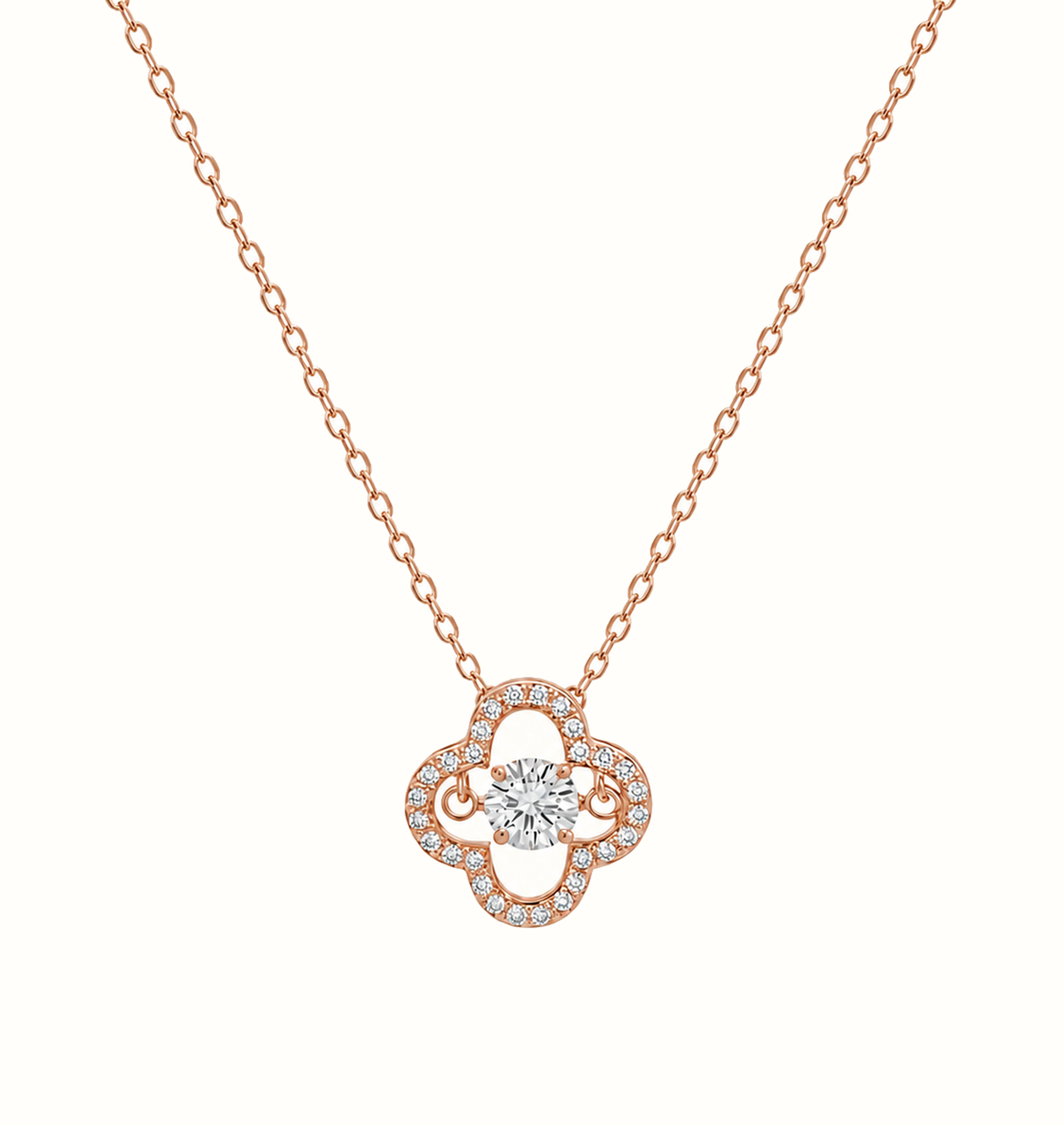Open Four Leaf Clover Necklace in rose gold