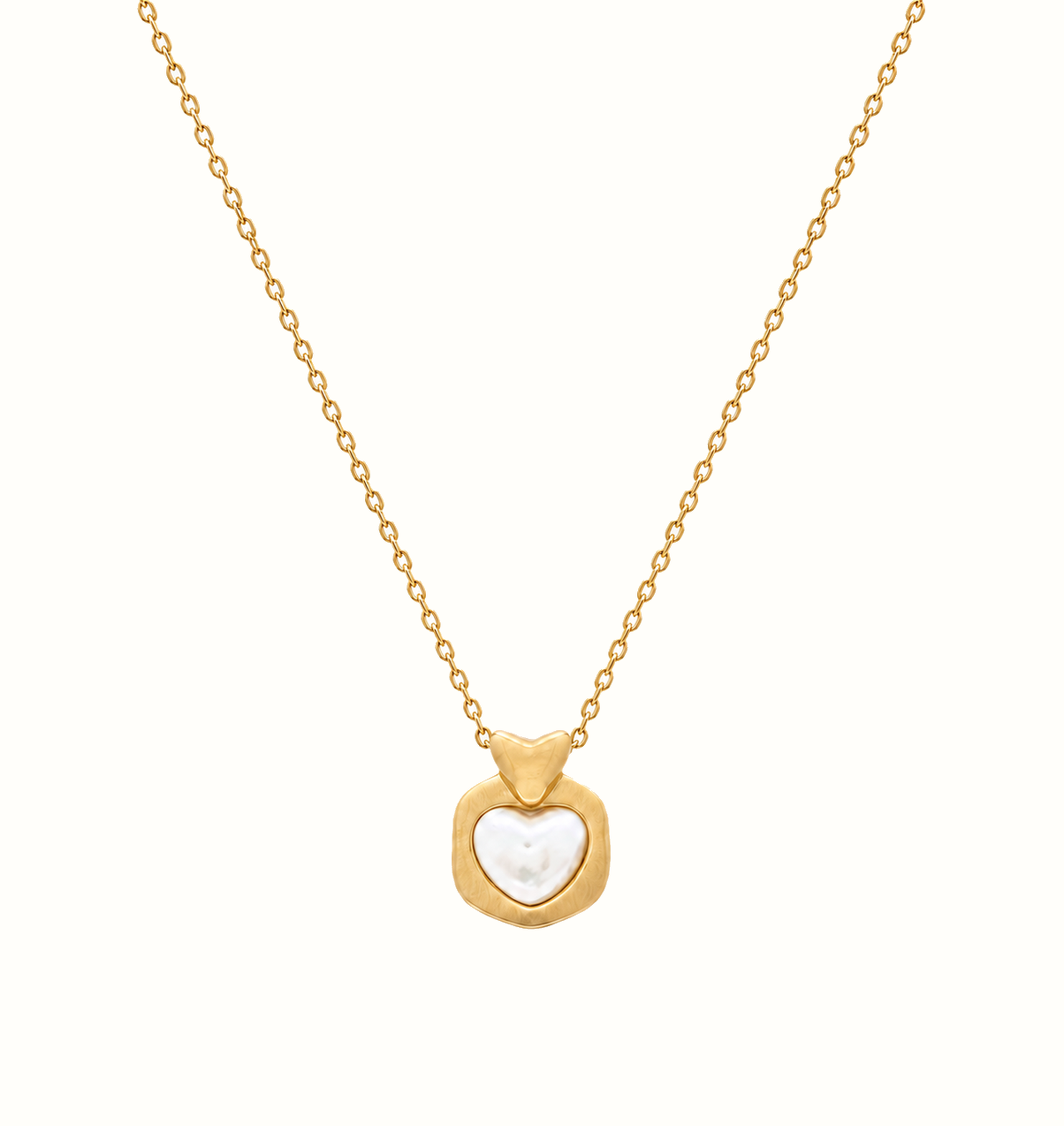 Pearl Heart Necklace in gold