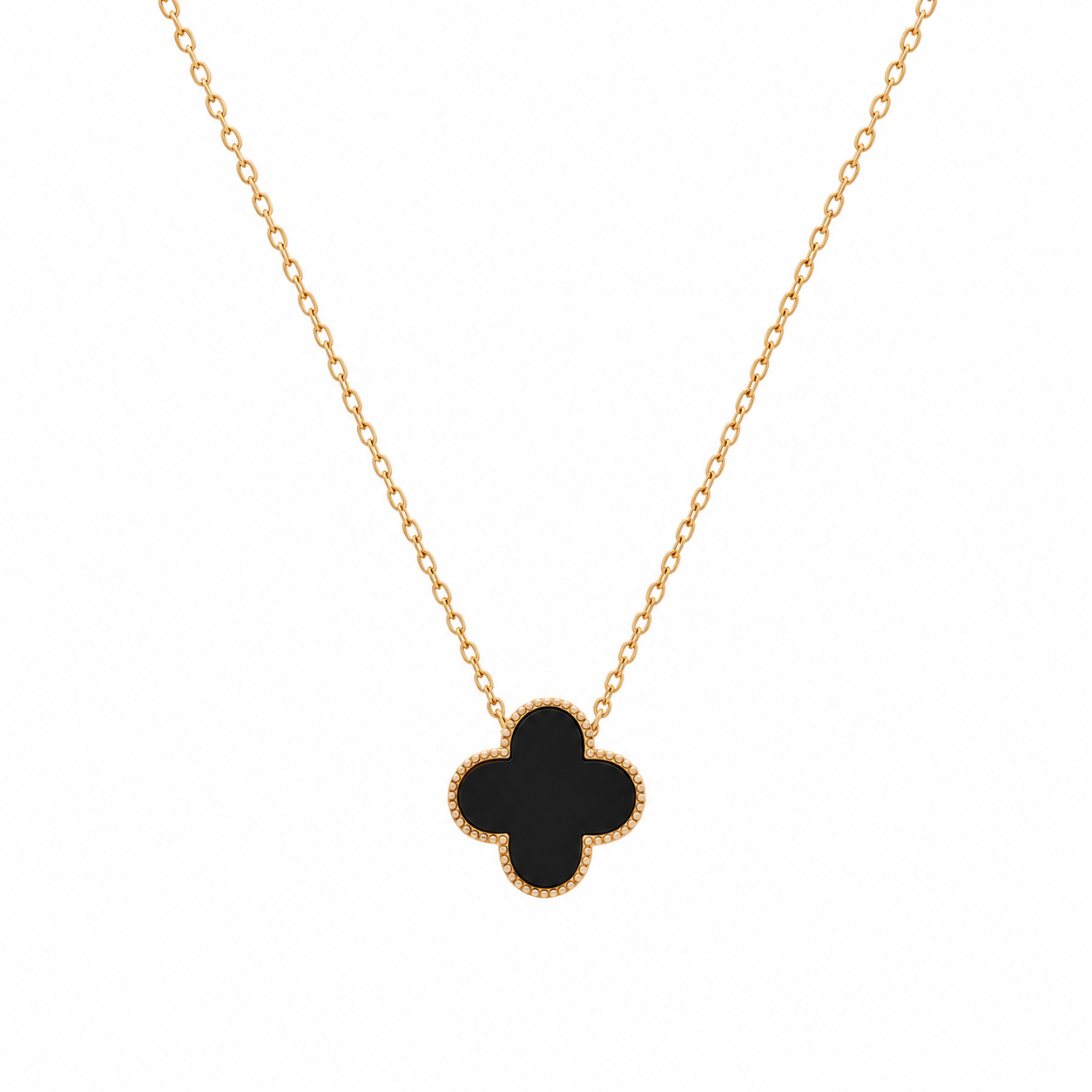 Reversible Four Leaf Clover Necklace in black